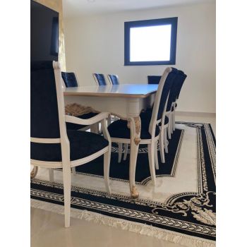 Tavolo sedie bianco pattinato oro